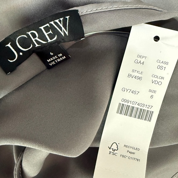 J. CREW Slip Dress GWENYTH Luster Charmeuse VINTAGE DOVE GRAY Below Knee (6) - Picture 3 of 6